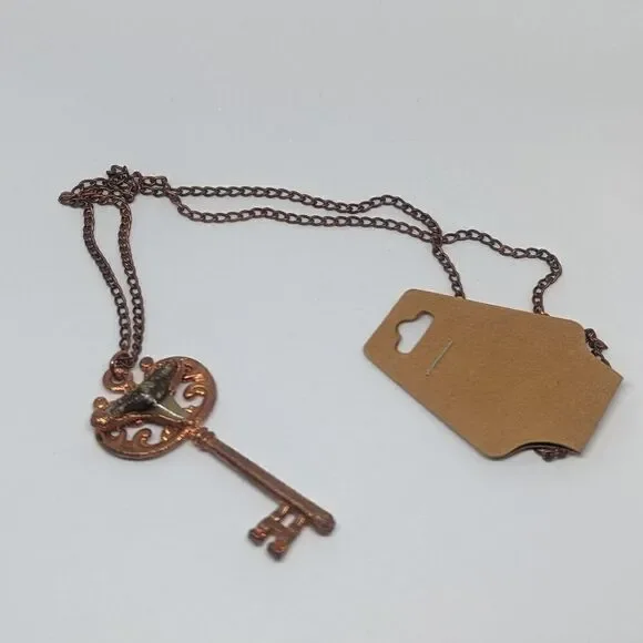 Handmade Shark Tooth Copper Key Necklace - Picture 7 of 7